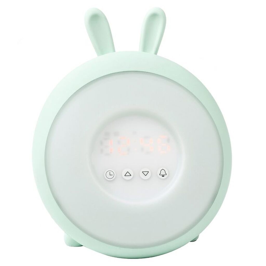 Rabbit & Friends Vækkeur m. Lys - 20x15x6 cm - Wake Up - Grøn