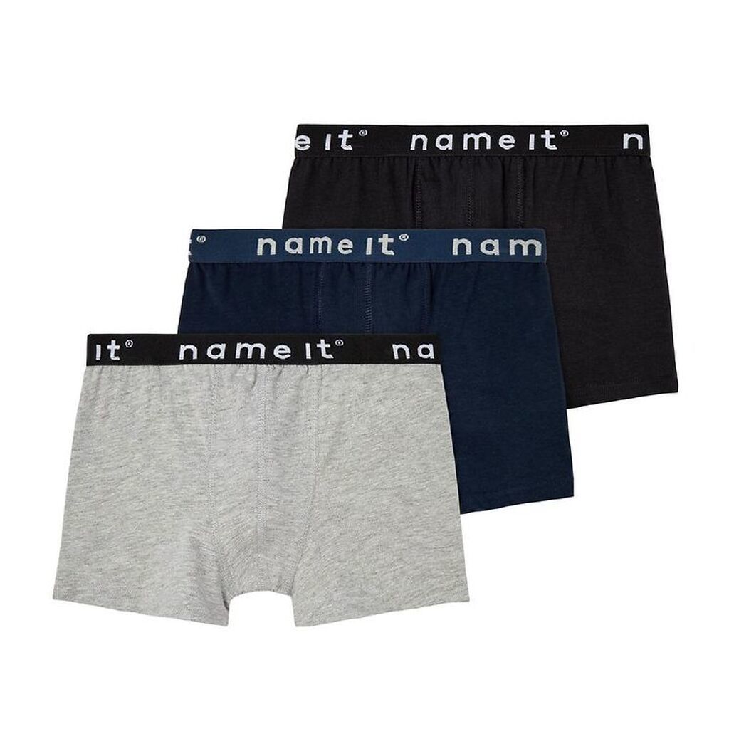 Name It Boxershorts - Noos - NkmBoxer - 3-pak - Sort/Grå/Navy