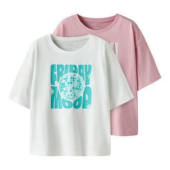 Name It T-shirt - 2-Pak - NkfVeen - Cameo Pink/Bright White