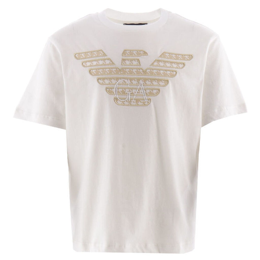 Emporio Armani T-shirt - Hvid/Beige m. Logo