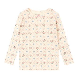 Konges Sløjd Bluse - Rib - Minnie - Fleur Decor m. Hulmønster
