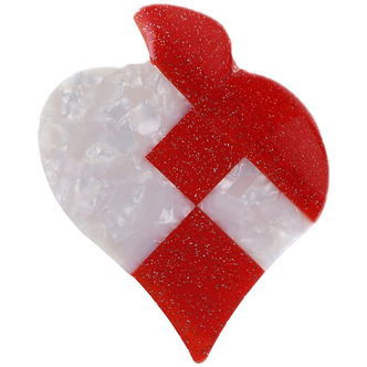 By Stær Hårklemme - Julehjerte - 9x5 cm - Hvid/Rød