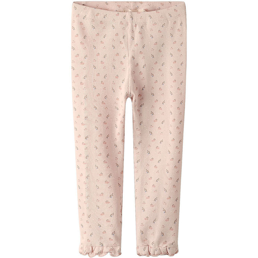 Lil' Atelier leggins - Rib - NbfGago - Peach Blush m. Blomster