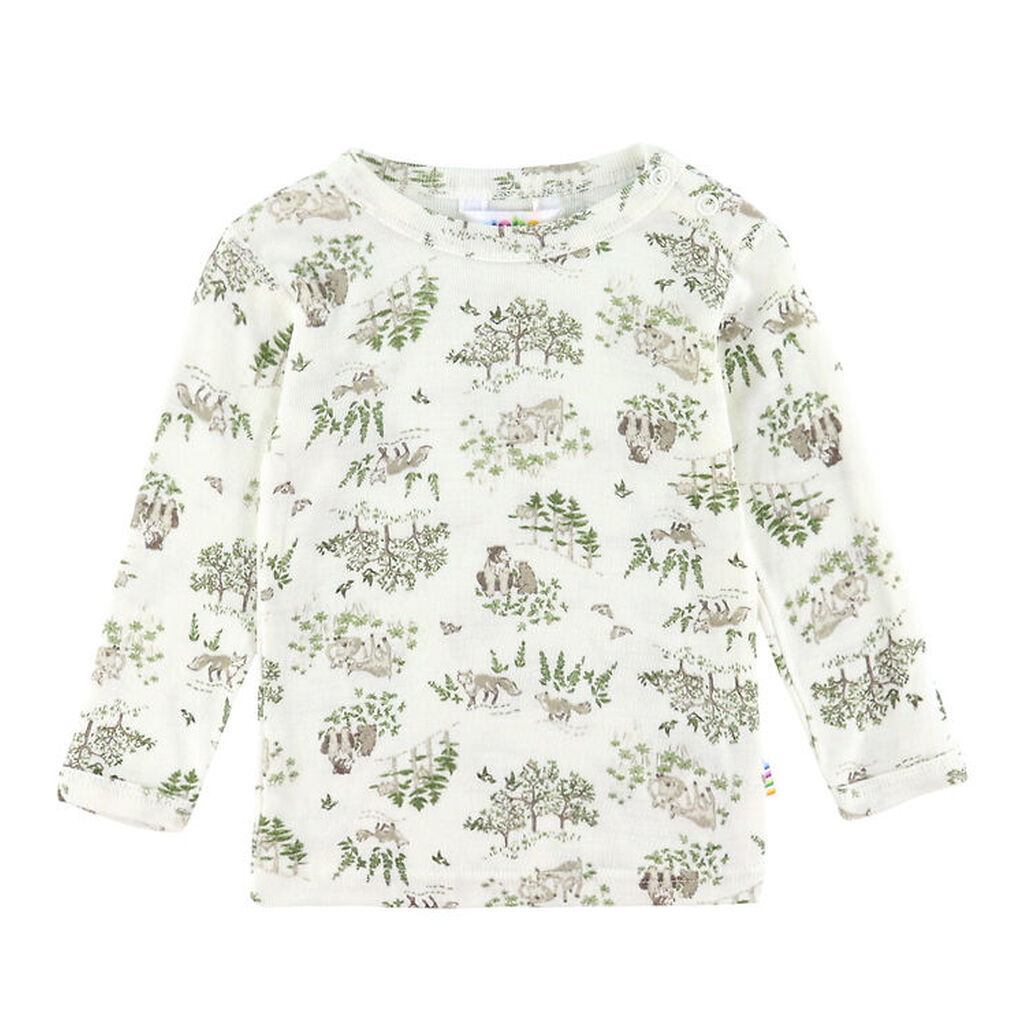 Joha Bluse - Uld/Silke - Off White m. Træer