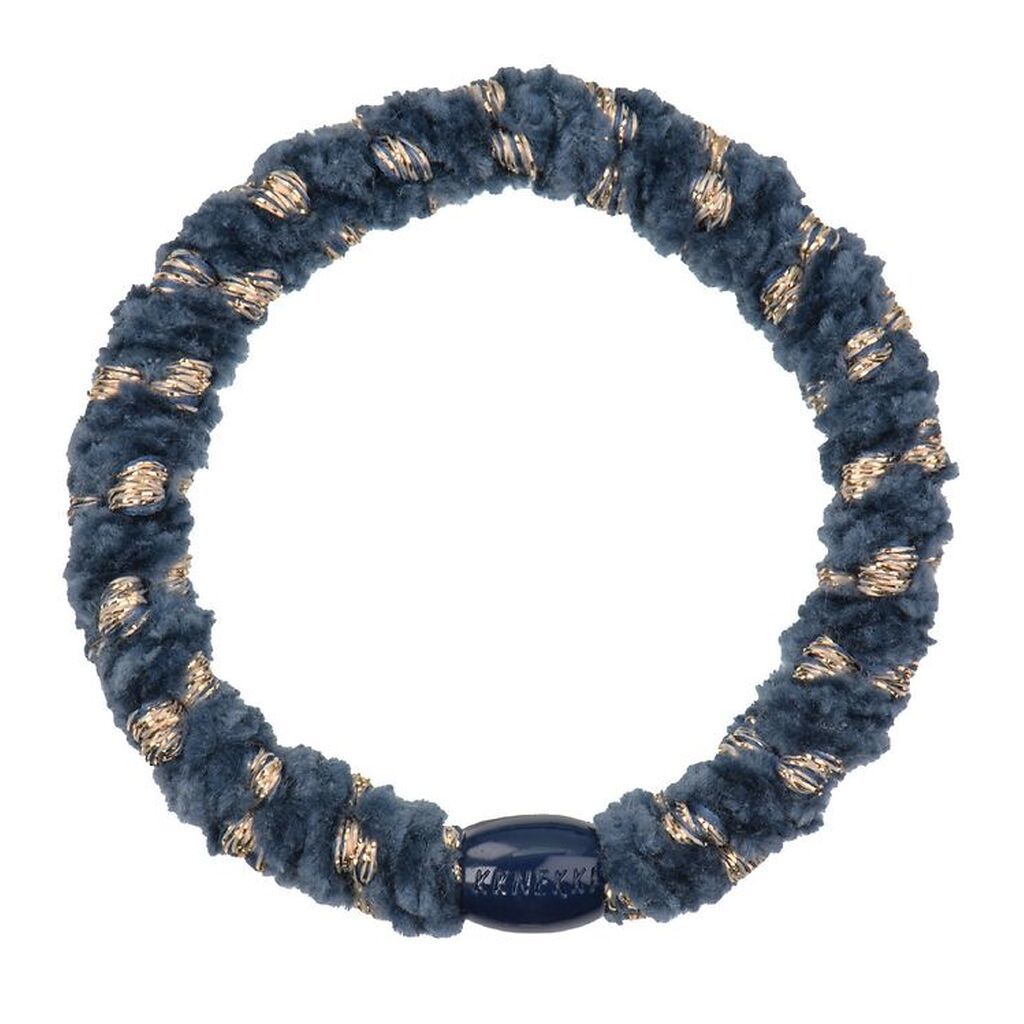 Kknekki Hårelastik - Blå/Guld Velour m. Glimmer