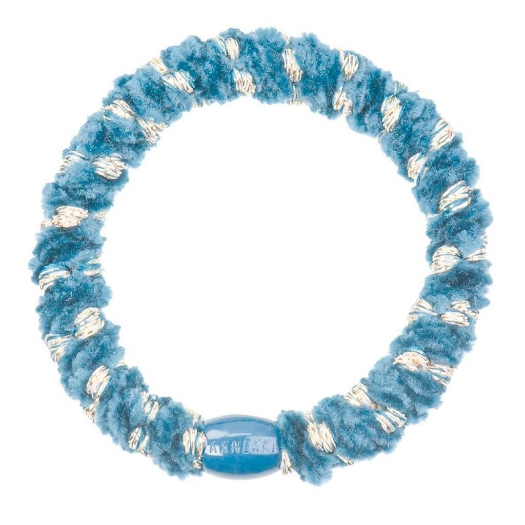 Kknekki Hårelastik - Lyseblå Velour m. Glimmer