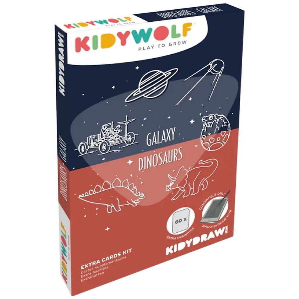 Kidywolf Refill Tegnemotiver - 60 motiver - Dinosaur/Galaxy