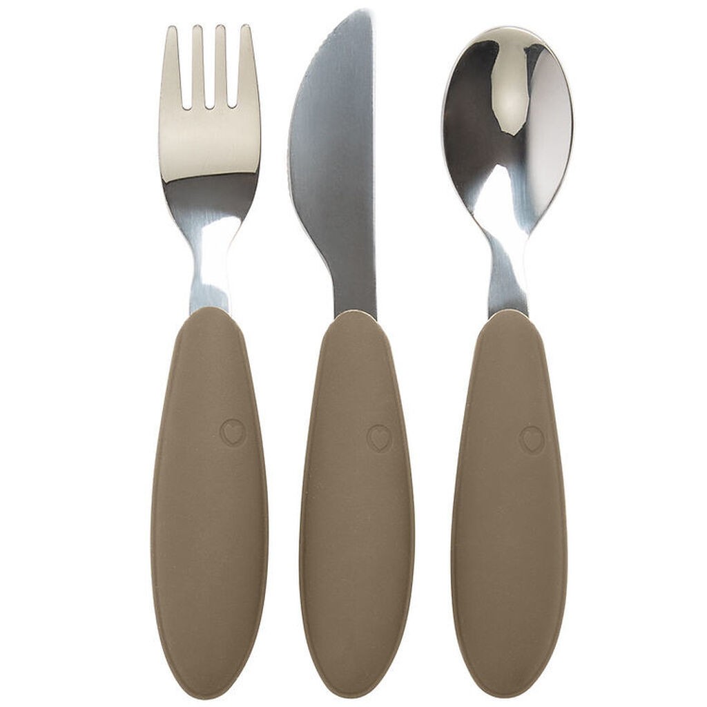 BIBS Børnebestik - 3-Pak - Dark Oak