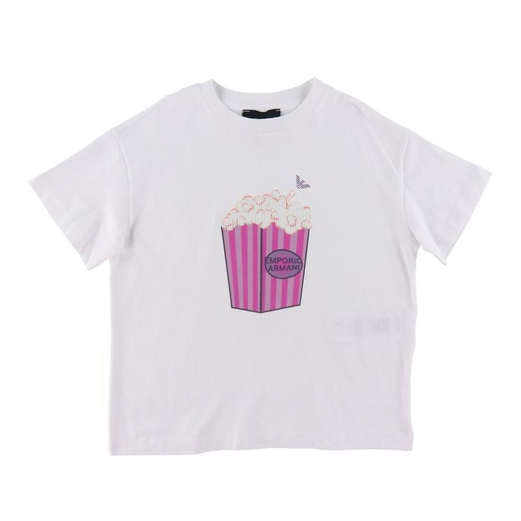 Emporio Armani T-shirt - Hvid m. Popcorn