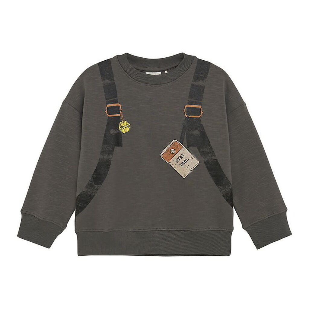 Minymo Sweatshirt - Dark Gull Grey m. Print