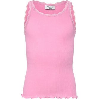Rosemunde Top - Rib - Balta - Prism Pink m. Bonder
