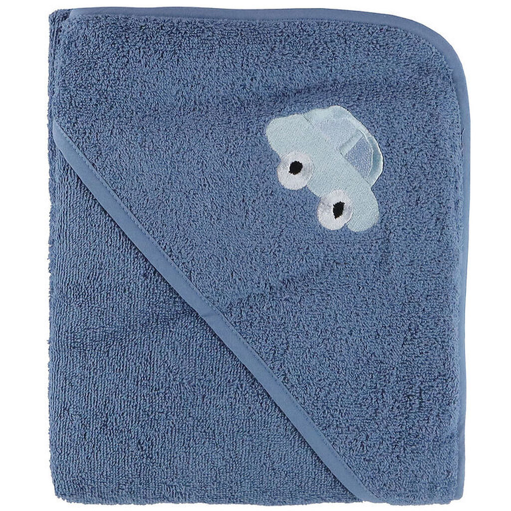 Nørgaard Madsens Babyhåndklæde - 100x100 cm - Denim Blue m. Bil
