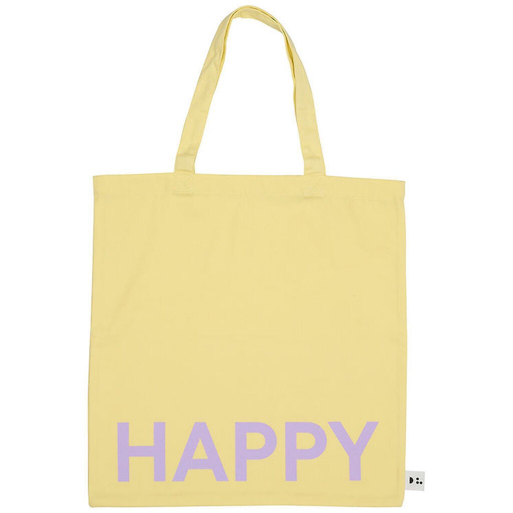Design Letters Shopper - Happy - Gul m. Lilla