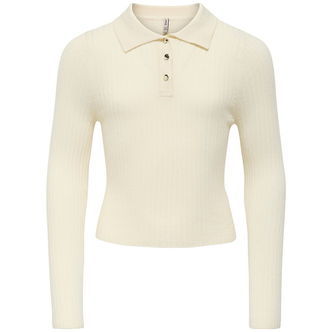 Kids Only Polo - Rib - Strik - KogMila - Birch/Gold Button