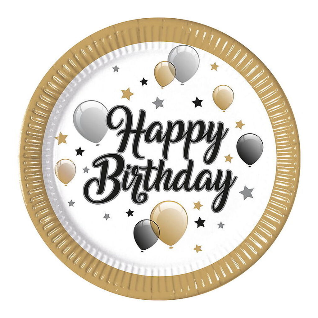 Decorata Party Paptallerkner - 8-pak - 23 cm - Milestone Happy B