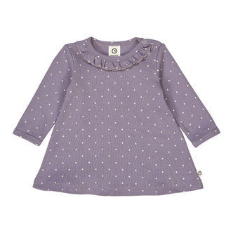 Müsli Kjole - Rib - Dot - Lilac Fog/Oak