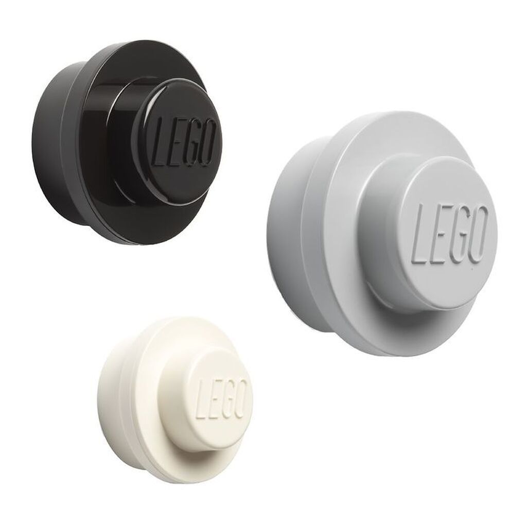 LEGOÂ® Storage Knagerækkesæt - 3 stk - 10/8/5 cm - Hvid/Sort/Grå