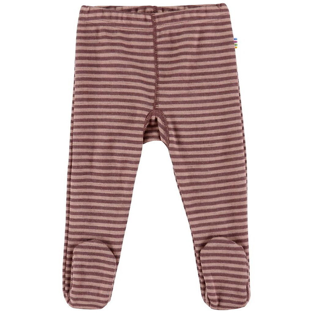 Joha Leggings m. Fødder - Uld - Rose m. Striber