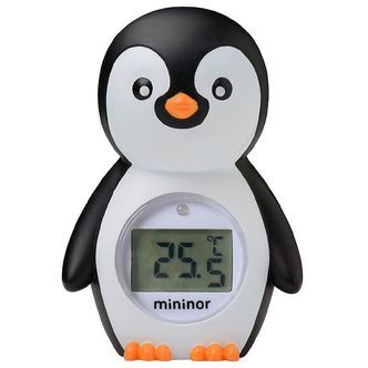 Mininor Badetermometer - Pingvin - Sort/Hvid