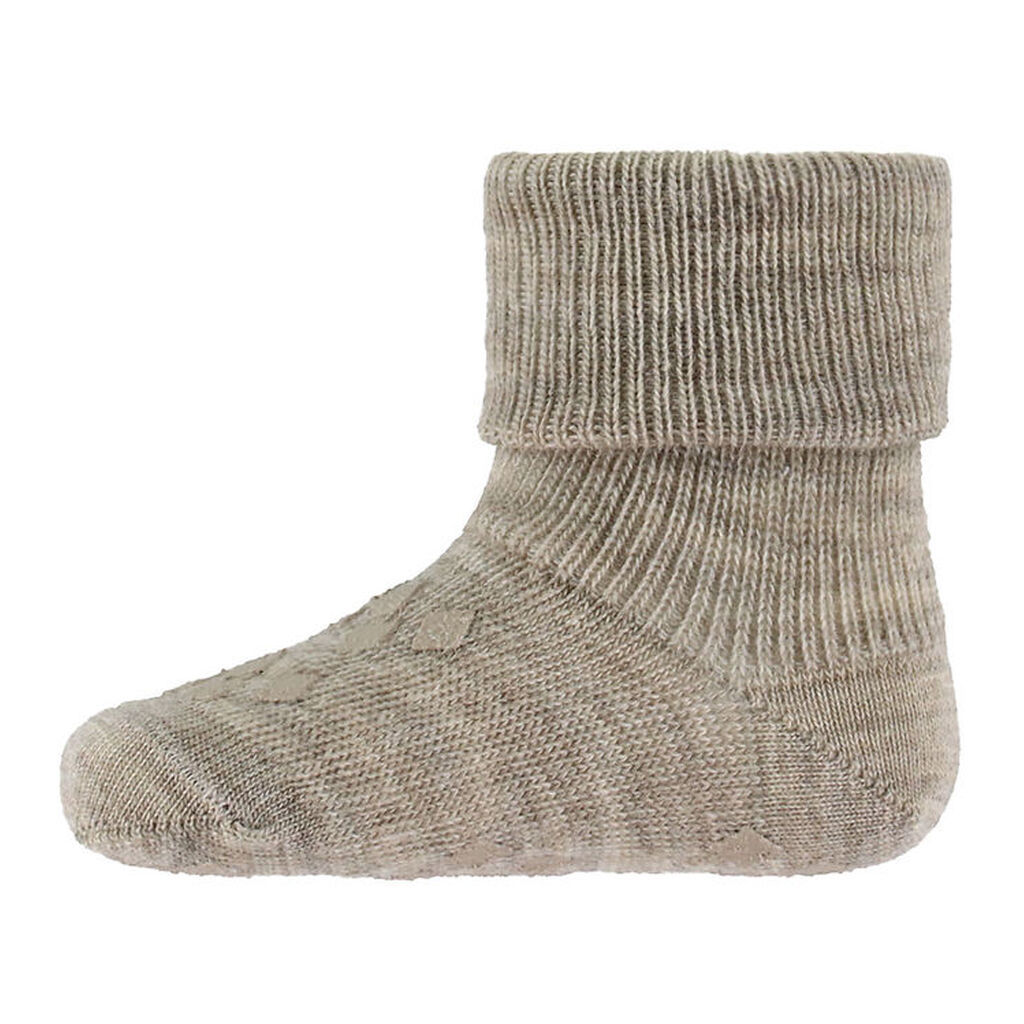 MP Gåstrømper - Uld - Anti-slip - Lysebrunmeleret