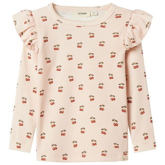 Lil Atelier Bluse - Rib - NmfLavo - Silver Peony m. Kirsebær
