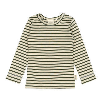 Petit Piao Bluse - Rib - Modal - Green Leaf/Off White