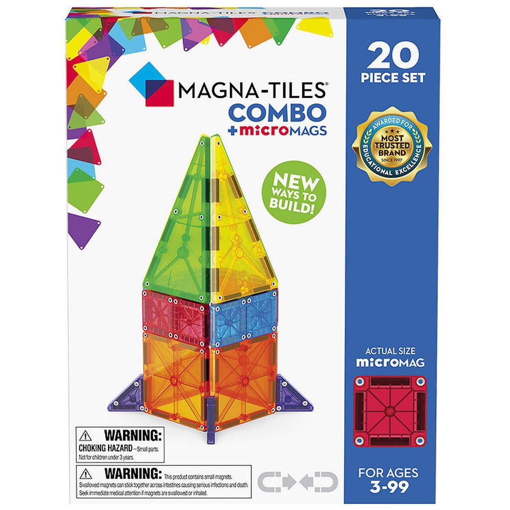 Magna-Tiles Magnetsæt - 20 Dele - MicroMAGS & Combo