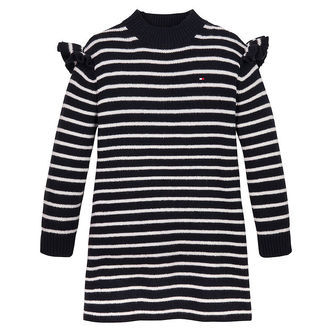 Tommy Hilfiger Kjole - Strik - Ruffle Skater - Desert Sky Stripe