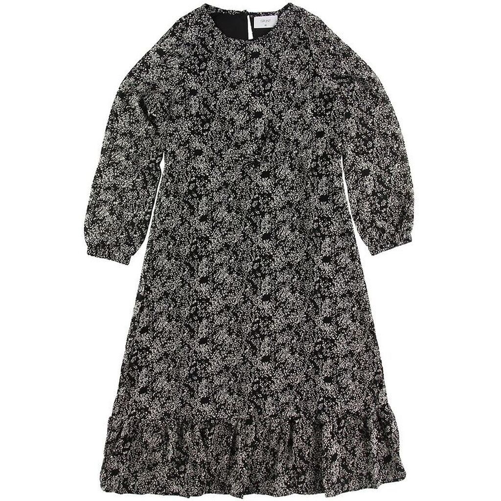 Grunt Kjole - Abbi - Sort m. Blomster