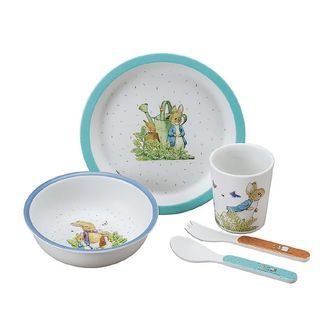 Petit Jour Paris Spisesæt - Melamin - 5 Dele - Hvid m. Kanin