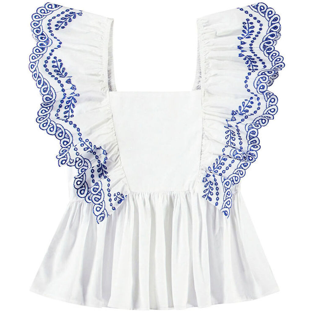 Molo Top - Rosamond - Crisp White m. Hulmønster
