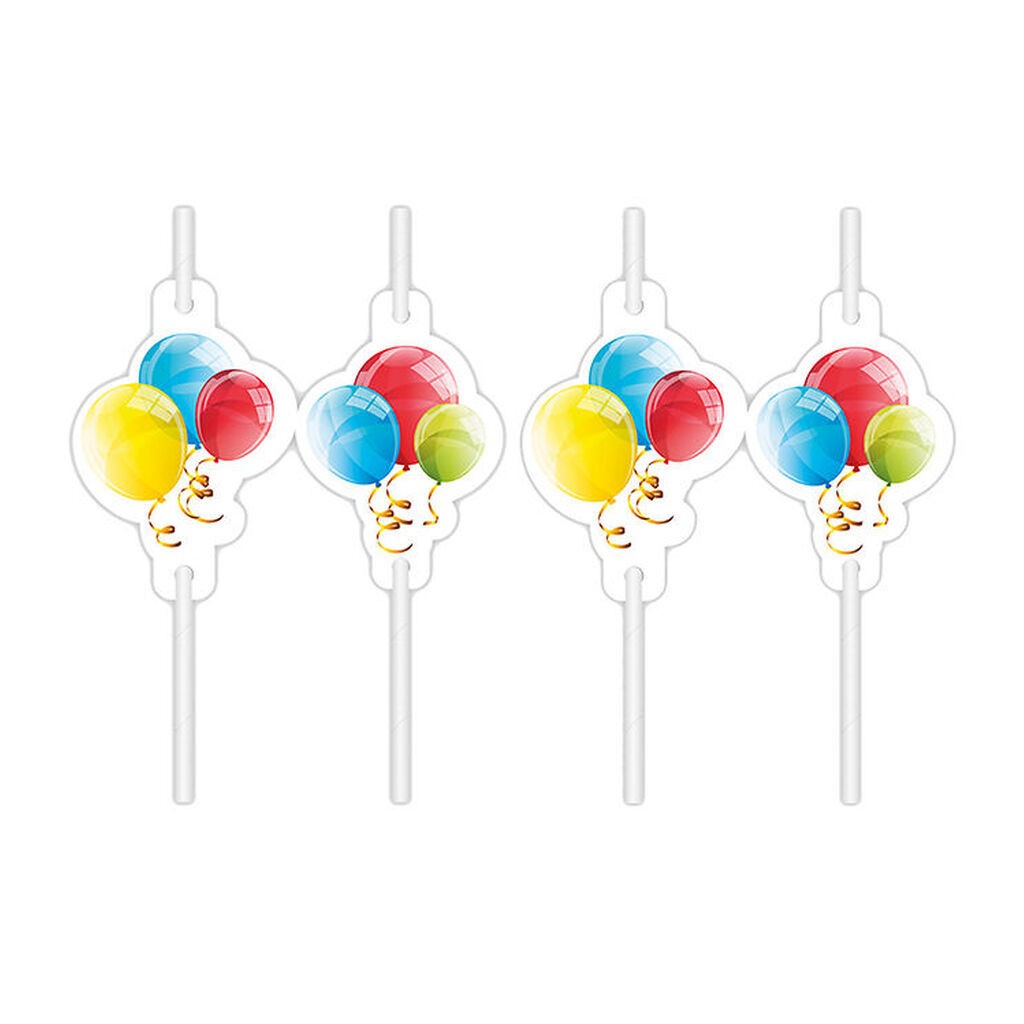 Decorata Party Sugerør - 4-pak - Sparkling Balloons