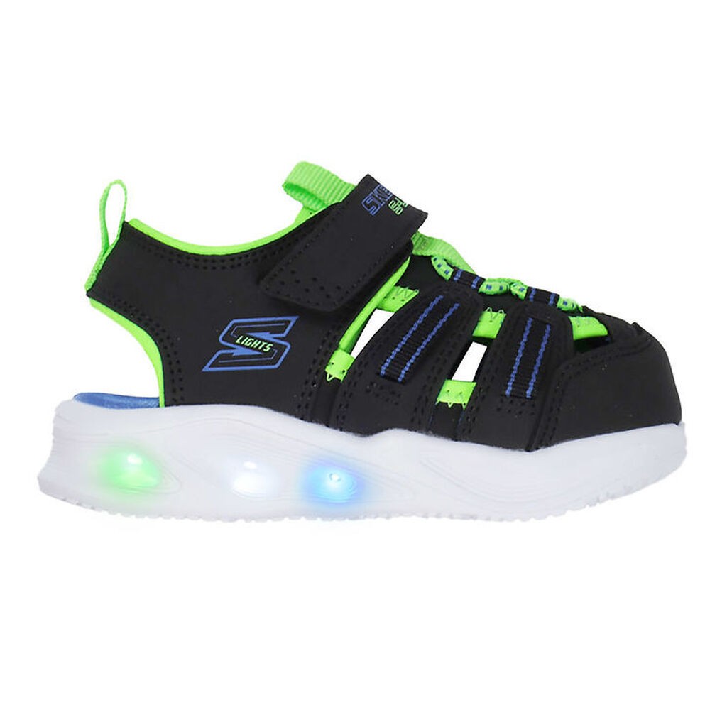 Skechers Sandal m. Lys - Sola Glow - Black/Lime