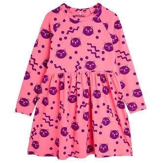 Mini rodini Kjole - Squiggly Cats AOP - Pink