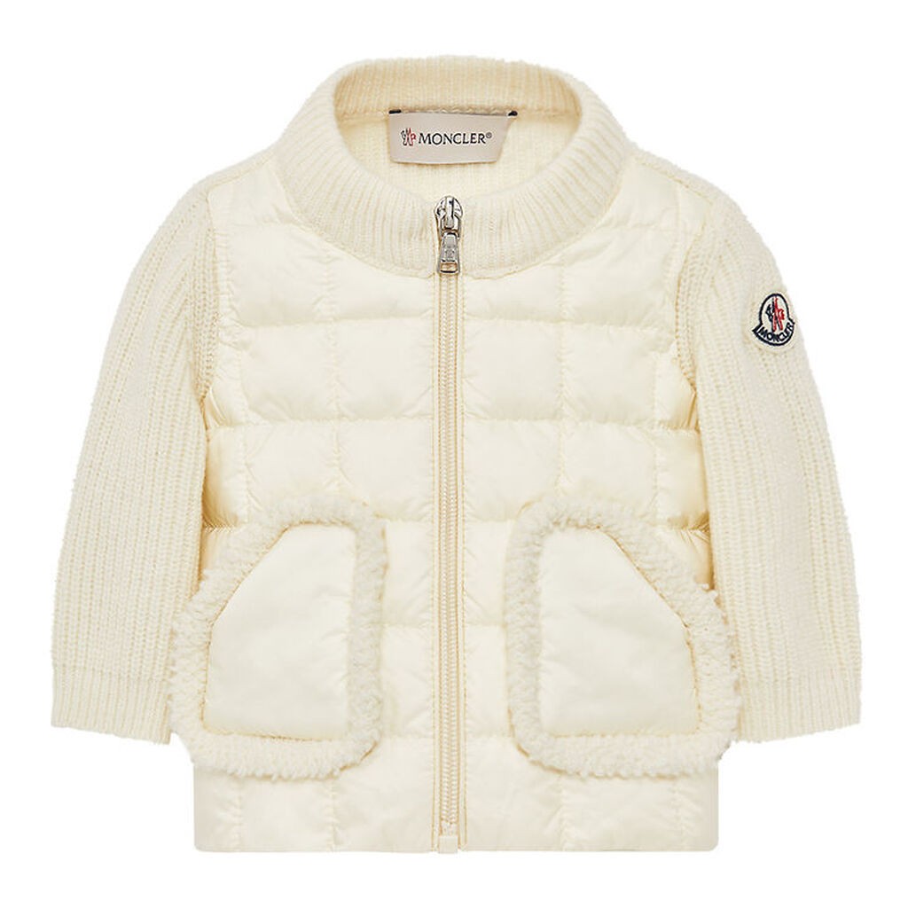 Moncler Cardigan - Uld/Dun - Hvid