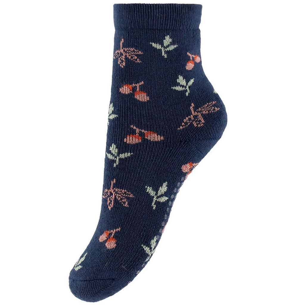 Melton Strømper m. Antiskrid - Maple - Navy m. Kirsebær