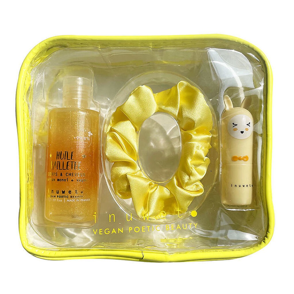 Inuwet Gavesæt - Læbepomade/Glitterolie/Scrunchie - Monoi/Pineap