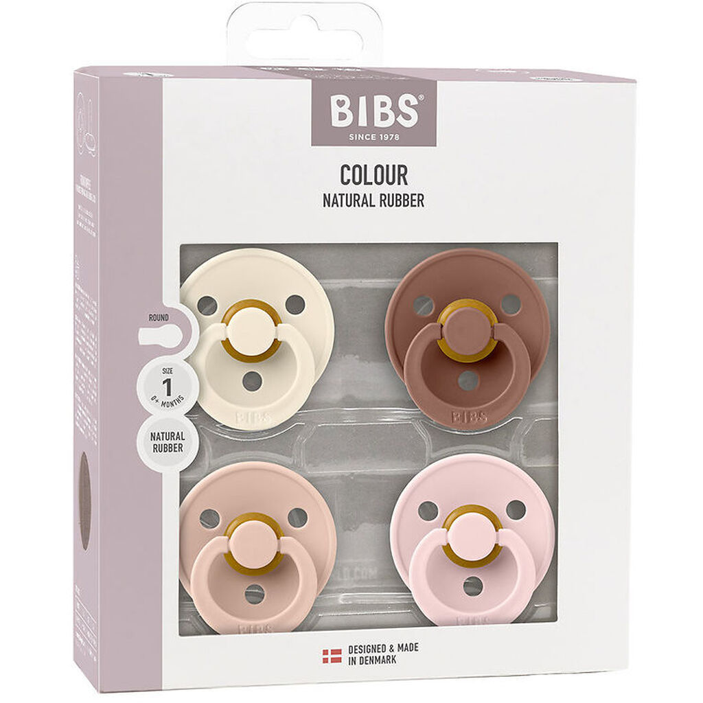 BIBS Colour Sutter - Str. 1 - 4-pak - Rund - Blush Mix