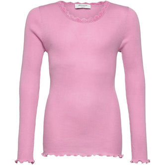 Rosemunde Bluse - Rib - Balta - Prism Pink m. Blonder