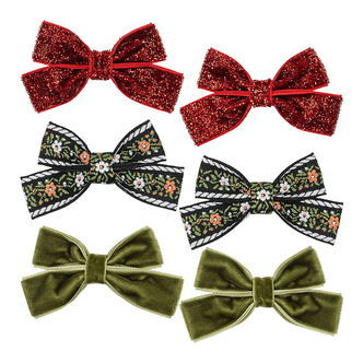 Konges Sløjd Hårsløjfer - 5,5 cm - Micki - 6-pak - Rød/Grøn