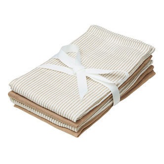 Cam Cam Vaskeklude - 4-pak - Classic Stripes Camel/Camel