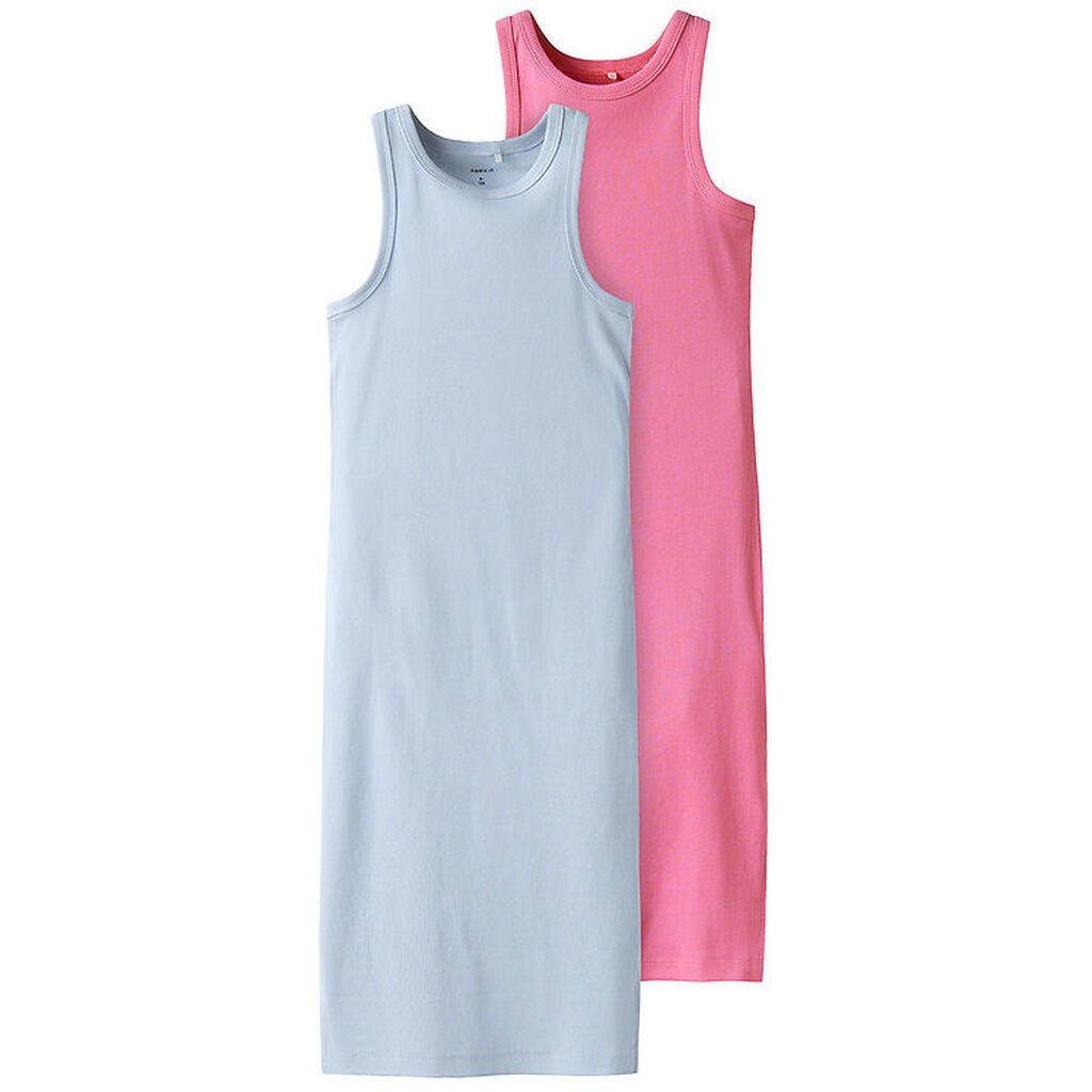 Name It Kjole - Rib - NkfHellemie - 2-Pak - Aurora Pink/W Xenon