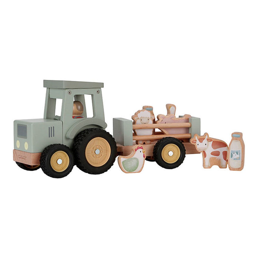 Little Dutch Traktor m. Trailer - Træ - Little Farm