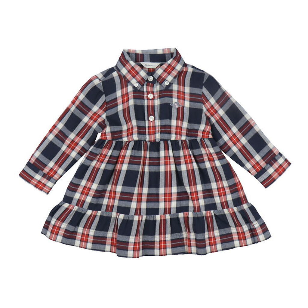 GANT Kjole - Checked Flannel - Evening Blue