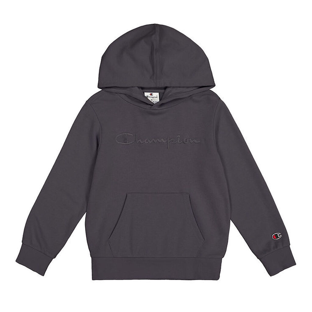 Champion Hættetrøje - Mørkegrå m. Logo