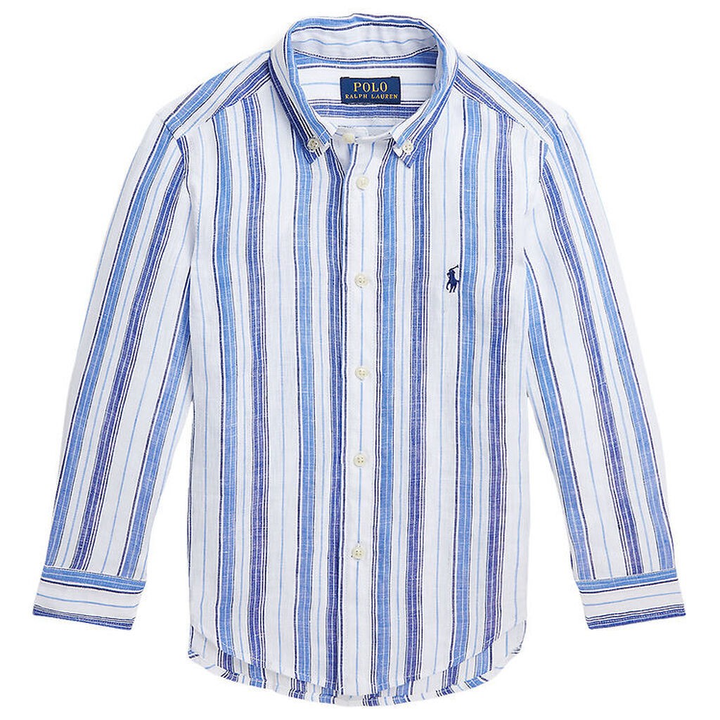 Polo Ralph Lauren Skjorte - Hør - Blå/Hvidstribet