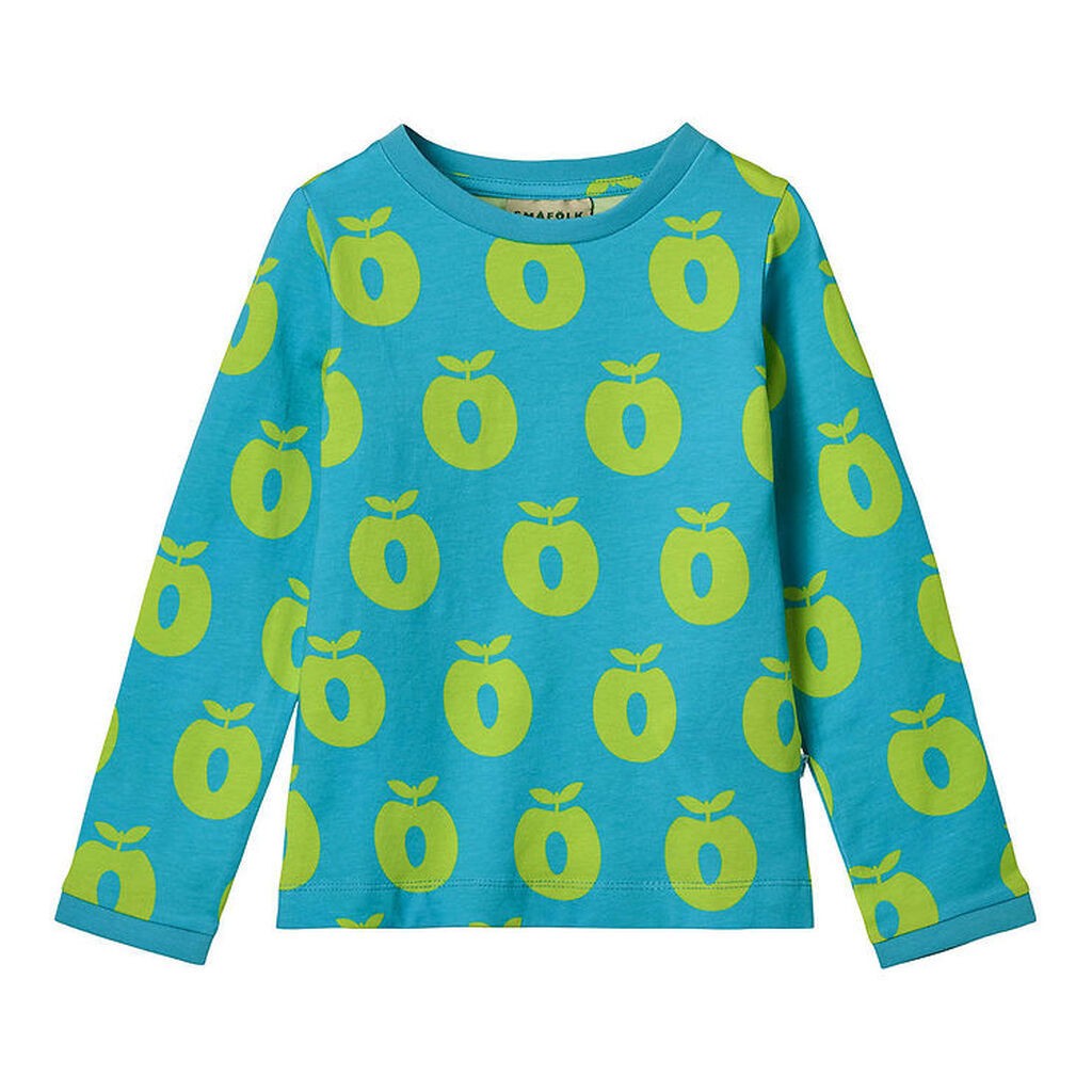 Småfolk Bluse - Blue Atoll m. Æbler