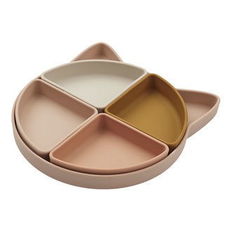 Liewood Tallerken - Arne - Silikone - 4 Rum - Cat Rose Multi Mix