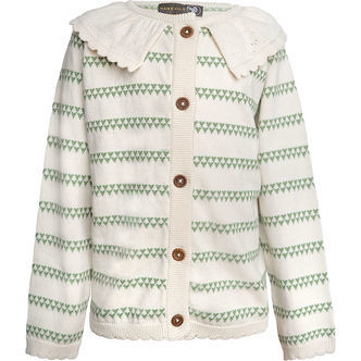 Hanevild Cardigan - Strik - Heart - Off White/Shale Green