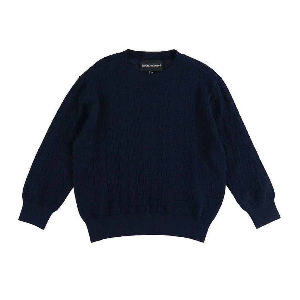 Emporio Armani Bluse - Akryl/Uld - Navy m. Logoer